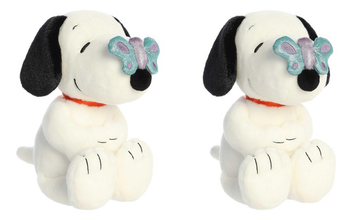 Peluche Snoopy Con Mariposa. Marca Aurora Color Blanco