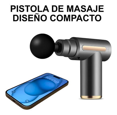 Pistola De Masaje Masajeador Muscular Portatil 4 Cabezas Color Gris Oscuro