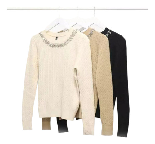 Sweater Mujer Brillos Tejido Elastizado Trenzado K-lipso