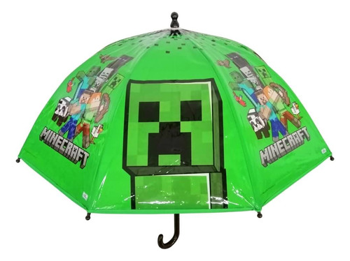 Paraguas Infantil Cresko Videojuego Minecraft Creeper Color 