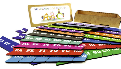 Alfabeto Silábico Simples - Sílabas Colorido 140 Pçs