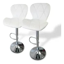 Comprar Set De 2 Bancos Giratorios De Cocina Todostore Silla Alta Con Reposapiés Ajustable Para Barra color blanco