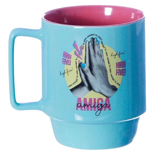 Caneca Tina 400 Ml Zona Criativa Cor Amigas High Five Emoticons