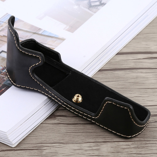 Coffee 1/4 Inch Thread Pu Half Case Base For Olympus Em5 Mar