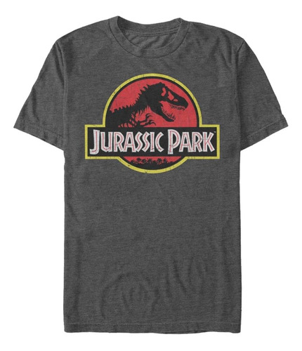 Jurassic Park Logo Playera Para Hombre, Charcoal Heather, X