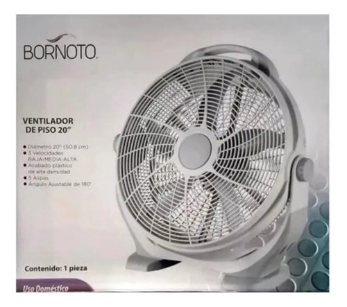 Ventilador De Piso De 20'' Bornoto Con 3 Velocidades 50.8 Cm 60 Hz Gris Gris Plástico 5
