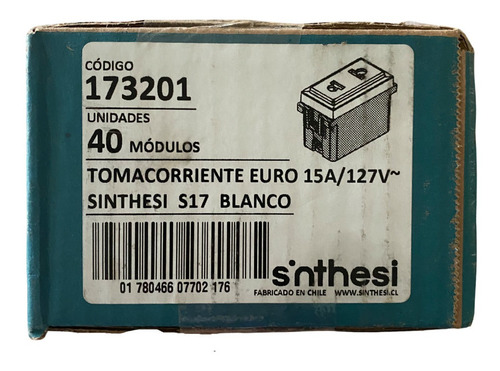 Imagen 3 de 4 de Modulo Tomacorriente Sinthesi S17 Blanco Caja 40 Unid Oferta