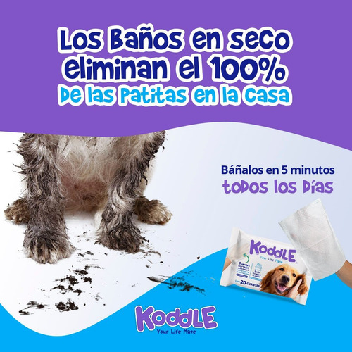 Guante Koddle P/mascotas Todos Los Tamaños + Bolsas P/heces Blanco