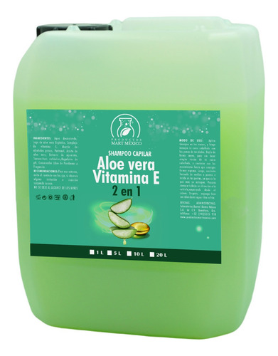 Shampoo Capilar Aloe Vera & Vitamina E 2 En 1 (20 Litros)