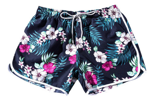 Par Shorts De Baño De Playa Con Estampado Floral Para Mujer 