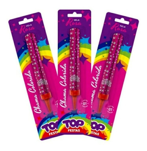 Imagem 8 de 8 de Vela De Aniversário Chama Colorida Top Festas Vulcão