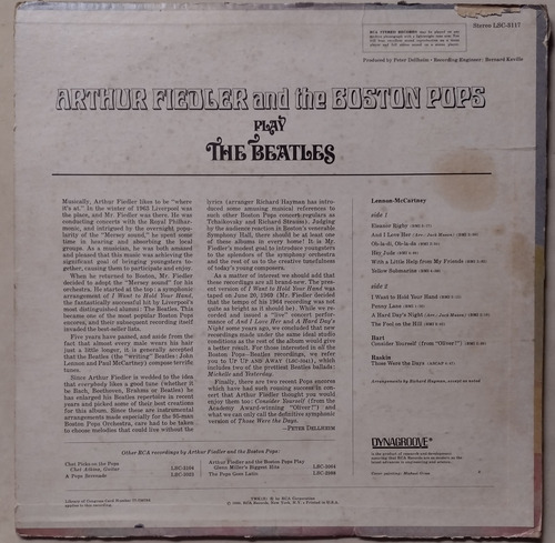 Lp Arthur Fiedler Play The Beatles 1969 Made In Usa Vg Vinil (Usado)
