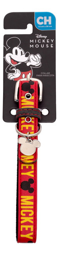 Collar Ajustable Perro Mediano Grande Mickey Mouse Color Rojo/Negro
