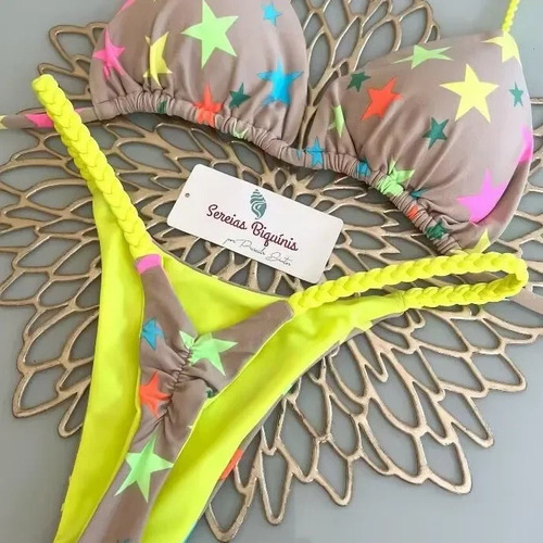 Conjunto De Bikini Con Estampado Multicolor, Sexy Tanga, Est