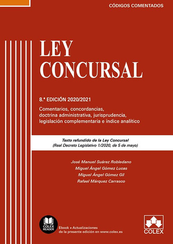 Ley Concursal - Cãâ³digo Comentado, De Suárez Robledano, José Manuel. Editorial Colex, Tapa Blanda En Español