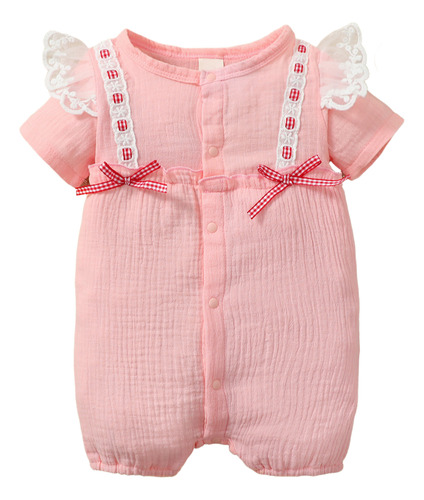 Mamelucos Tierno De Algodón Cómodo Bebé 6-18 M Con Encaje Rosa 9-12 M Lisa