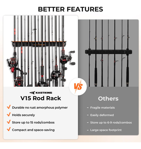 Soporte Vertical Para 15 Cañas De Pescar En Pared