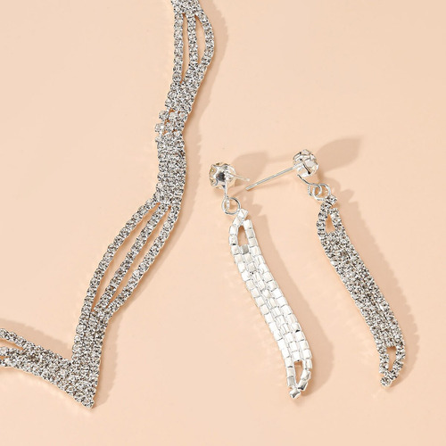 Conjunto Colar E Brinco Luxuoso Noiva Festa Casamento Strass