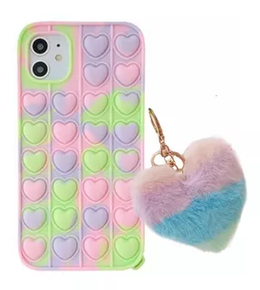 Funda Case Generica Para iPhone Pop It Corazon Con Llavero