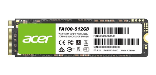 Ssd Acer Fa100 M.2 512 Gb Pcie Gen 3 X4 Nvme 1.4, 3d Band