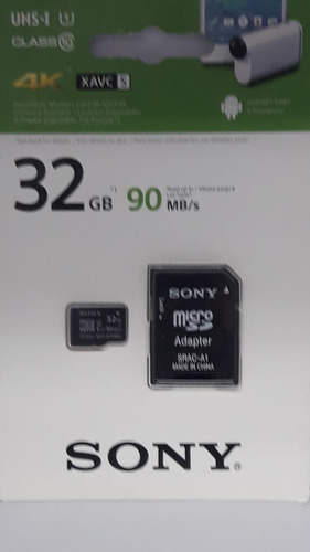 Memoria Micro Sd Sony 32gb Clase 10 Original 90mb/s Con Adap