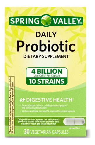 Spring Valley Probioticos 4 Billones Con 30 Capsulas 10cepas Sabor Neutro
