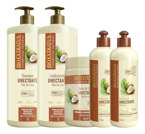 Kit 1 Shampoo 1 Cond 1 Banho De Creme 1 Litro 2 Fianliz. 500