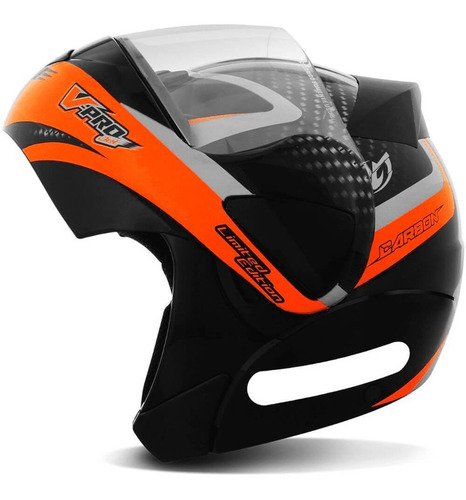 Capacete V-pro Jet 2 Carbon Preto E Laranja Tam 58 Pro Tork