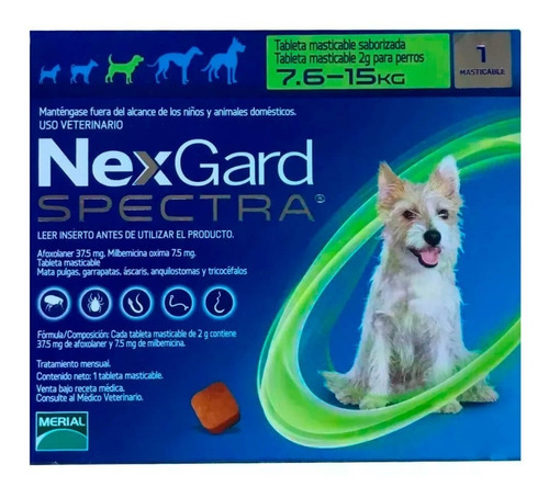 Antipulgas Masticable Nexgard Spectra Perros 7.6 A 15kg 7mg