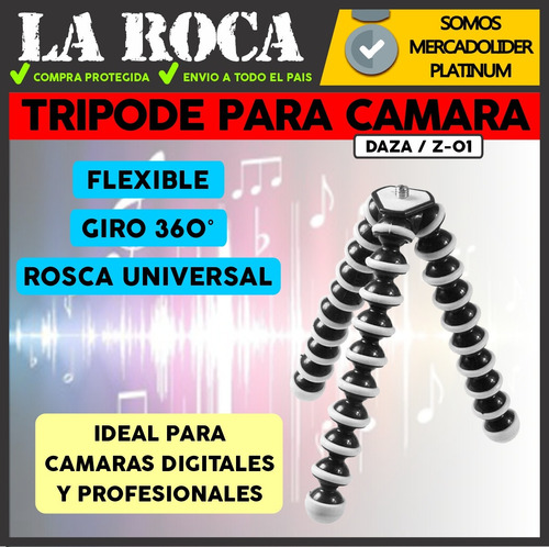 Imagen 3 de 10 de Tripode Flexible Tipo Pulpo Camaras Gopro Digitales La Roca