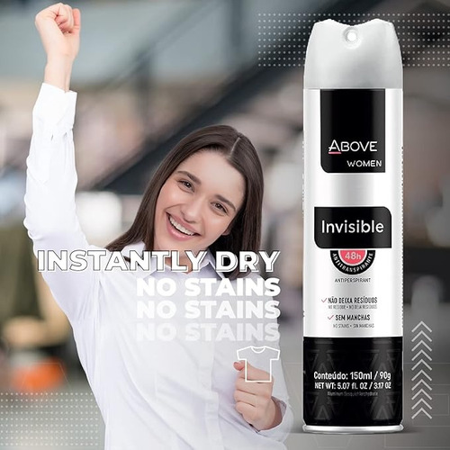 Kit Com 6 Desodorantes Above Feminino Aero 150ml - Diversos Invisible