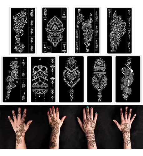 Kit De Plantillas De Tatuaje De Henna, Plantillas Reutilizab