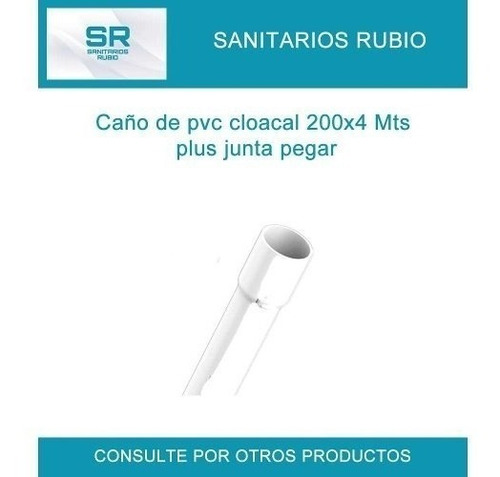 Caño De Pvc Cloacal 200x4 Mts Plus Junta Pegar