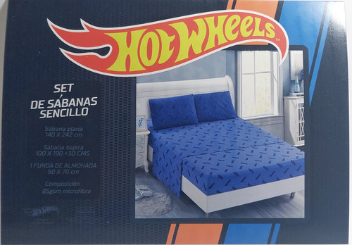 Set De Sábanas Para Cama Sencilla De Hot Wheels