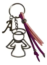Comprar 10 Llaveros De Gamuza Dije Angel Con Inicial. Souv. Comunion