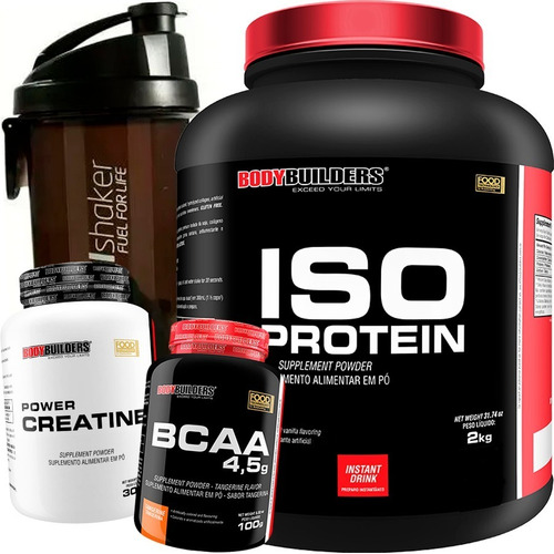Kit Iso Protein Foods 2kg + Creatina + Bcaa + Fuel Shaker