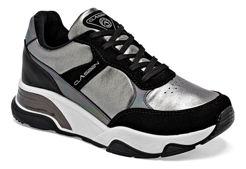 Tenis Sneaker Dama Clasben Selene Gris Ng 22-26 *121-236 T3