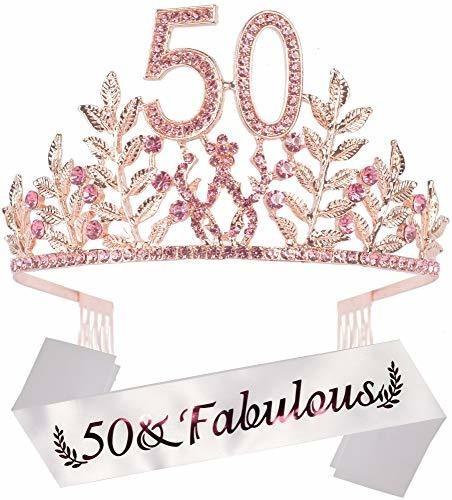 Regalos De 50 Cumpleaños Para Mujeres, Tiara Y Fajín De 50 C
