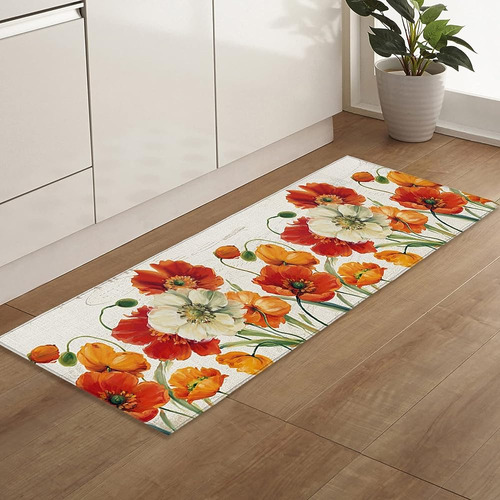 Alfombra Runner, Amapolas Flor Acuarela Arte Vintage Floral 