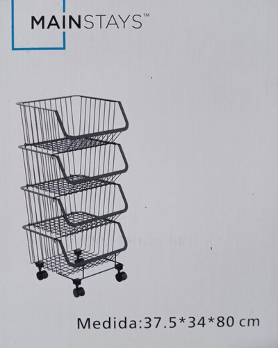 4 Canastas Organizadoras Apilables Con Ruedas Mainstays