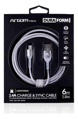 Cable Para iPhone, iPad, iPod 1.8m , Uso Rudo, Carga Rápida