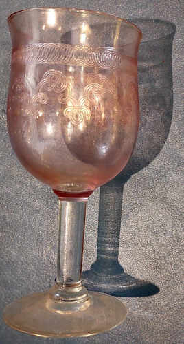 Copa Cristal Soplado Rosa Rose Tallado 13.5 Alto Diametro 6