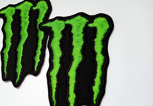 Monster Energy Parche Bordado Termoadhesivo 8x6 Cm, 2 Pzas Negro Monster