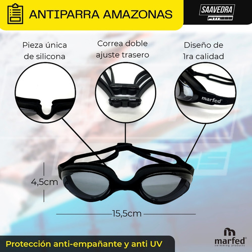 Antiparra Natacion Adulto Marfed Amazonas Lentes