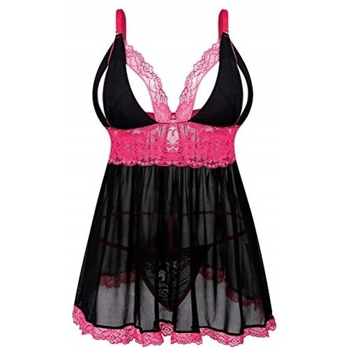 Baby Doll Conjunto De Lencería Sexy  De Encaje   Xl  Negro