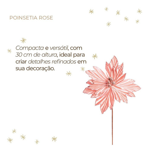 Flor Cabo Curto Rosa Natal Decoração 30cm