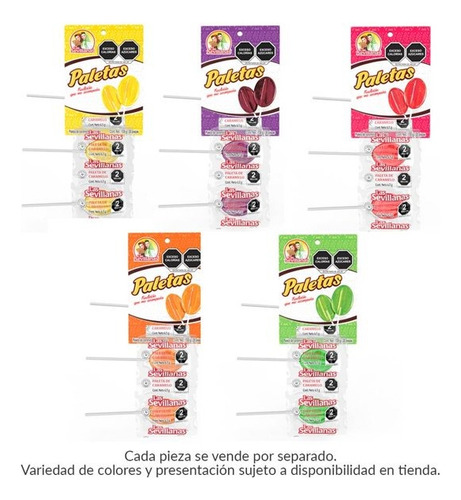 3 Pza Paletas De Caramelo Las Sevillanas Varios Sabores 1 Pi