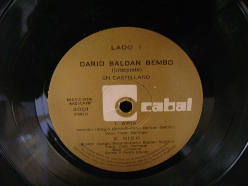 Dario Baldan Bembo-aria-nico-vinilo Simple Promo-8 Puntos