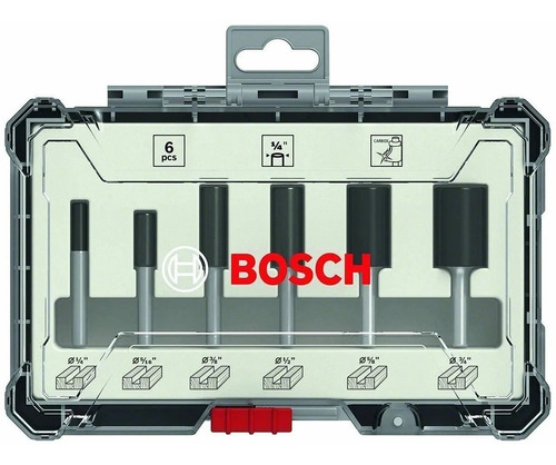 Juego De Fresas Para Router Bosch 6u 1/4 Ranura Recta+regalo