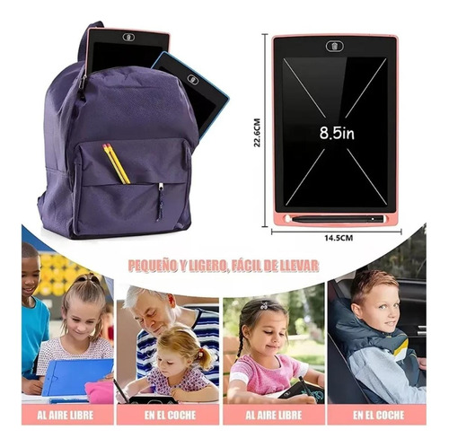 Pizarron Mágico Tableta Lcd Niños 8.5 Con Lápiz Magico Rosa